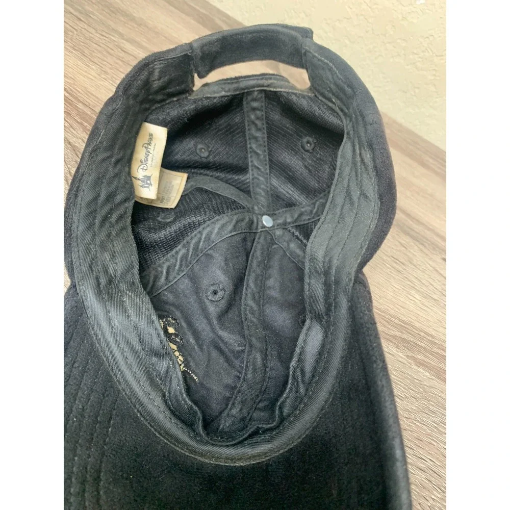 Disney Disneyland Parks Mickey Mouse Black Suede Adjustable Baseball Hat Adult